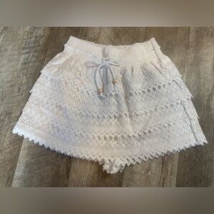 Generation K white layered lacy skort, elastic and tie waist